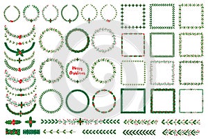 Christmas wreath, frames, brushes