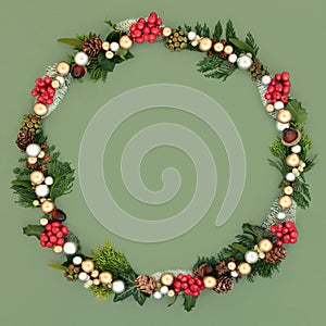 Christmas Wreath Decoration on Green