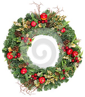 Christmas wreath with golden decoration