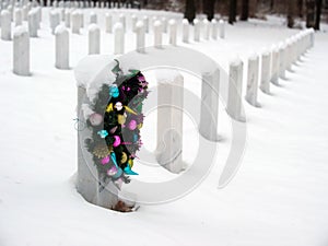 Christmas wreath on a grave photo