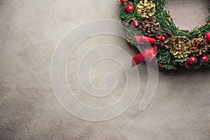 Christmas wreath on Gray background