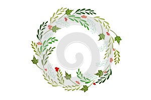 Christmas wreath greetings card vector