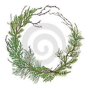 Christmas wreath hand drawn illustration
