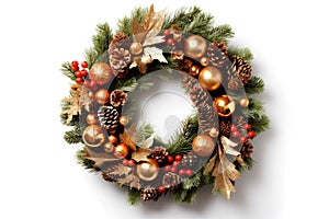 Christmas wreath isolated over white background