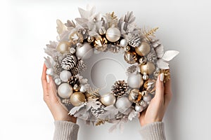 Christmas wreath isolated over white background