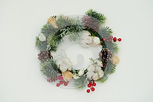 Christmas wreath isolated on white background