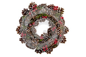Christmas wreath, isolated on white. Concept December Hollydays photo