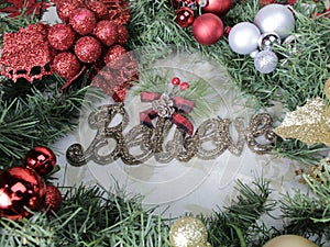 Christmas wreath, jingle bells, Believe in magic & spirit