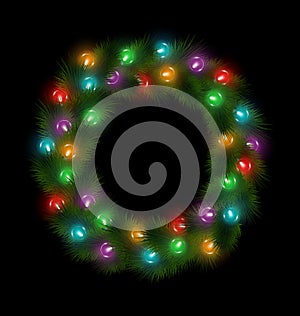 Christmas wreath with multicolored glassy led Christmas lights g