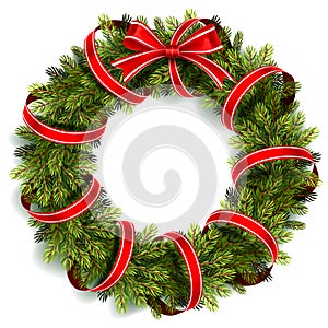 Christmas Wreath with Red Bow