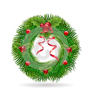 Christmas wreath with red ribbon