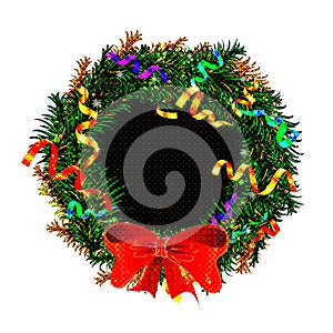 Christmas wreath, red ribbon bow