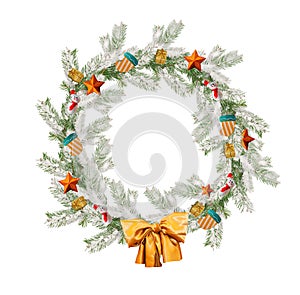 Christmas wreath round isolated on a white background