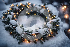 Christmas wreath on the snow, xmas wallpaper