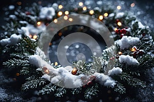 Christmas wreath on the snow, xmas wallpaper