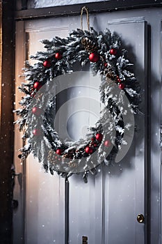 Christmas wreath on the snow, xmas wallpaper