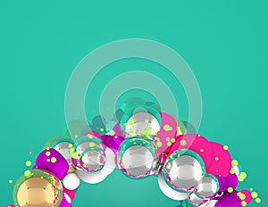 Christmas Wreath with spheres at bottom and green background