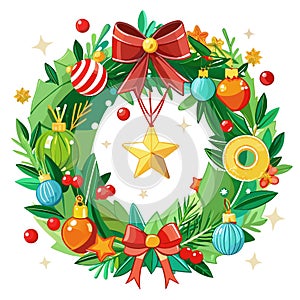 Christmas wreath transparent background. Christmas decorations.