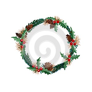 Christmas wreath watercolor illustration