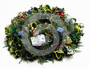 Christmas wreath on white background