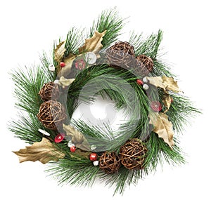 Christmas wreath on white background