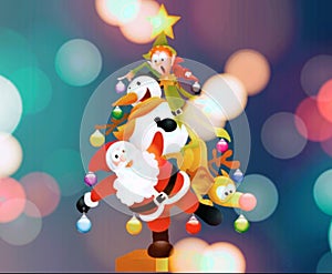 Christmas And Xmas Festival Celebration On lighting Blurred Background.