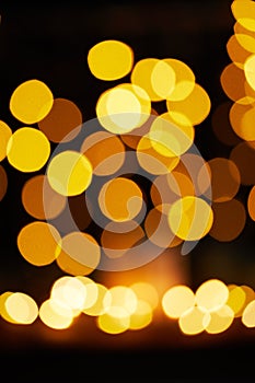 Christmas yellow bokeh lights. Defocused