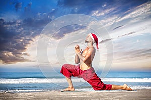 Christmas yoga on the beach