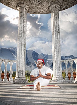 Christmas yoga in mountain