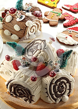 Christmas Yule Log Cake photo