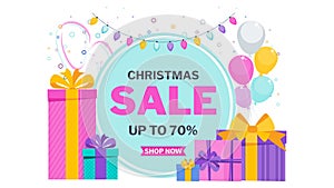 Christmase sale. Flyer, banner.