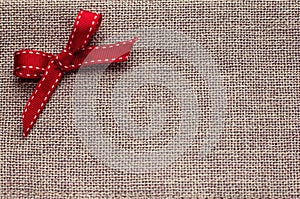 Christmass background with decoration on contrast flax textile