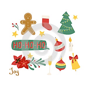 Christmass set of stickers patch, omela, gift, cookies