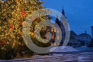 Christmass tree and towers in Banska Bystrica