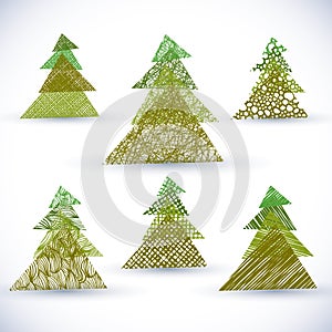 Christmass tree vector set.