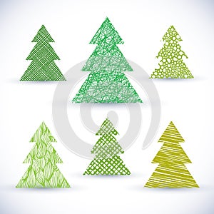 Christmass tree vector set.