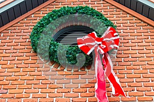 ChristmasWreath on the Brick Wall photo