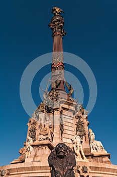 Christopher Columbus Column Statute in Barcelona, Spain photo