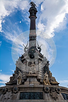 Christopher Columbus statue in Barcelona, Catalonia, Spain.