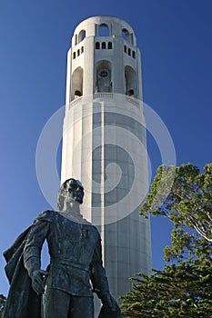 Christopher Columbus Statue and Coit Tower