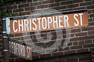Christopher Street Sign from Greenwich Village NYC