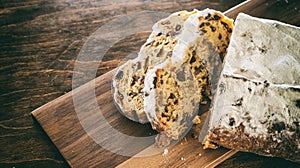 Christstollen, Christmas stollen cake, sweet german seasonl bread