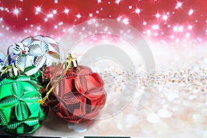 Chritmas balls on glitters background