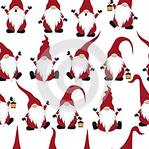 Chritmas seamless pattern with gnomes photo