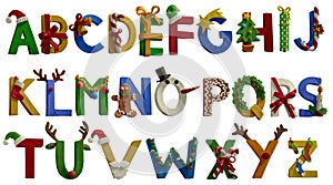 Chritsmas alphabet. Letters from A to Z. Handmade with plasticine