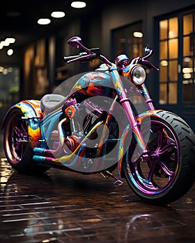 Chromatic Blaze: Vibrant Harley Adventures