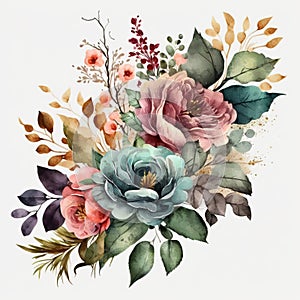Chromatic Bouquets Watercolor Flowers Stock Images