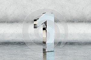 Chrome 3d number 1. Glossy chrome number on scratched metal background. 3d rendered font character.