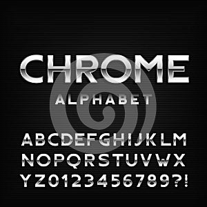 Chrome alphabet font. Metal effect italic letters and numbers.