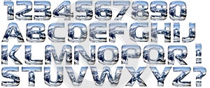 Chrome cast alphabet set, isolated on white.